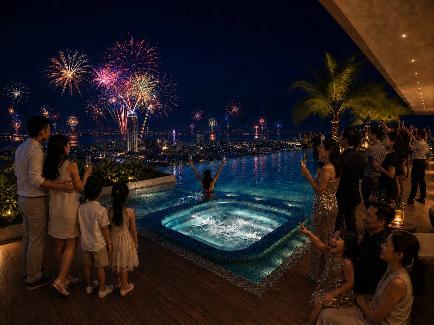 G'Vinton rooftop countdown and fireworks experience